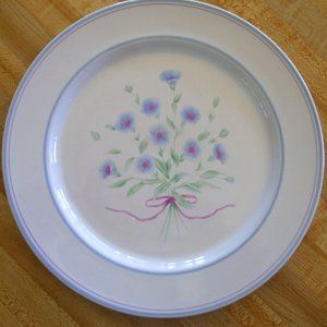 Newcor Morningside Dinner Plate 6016 Blue and Pink Flowers Bands 10.5"